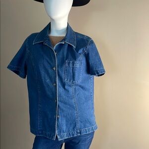 Talbots Casual Blue Denim Button-Up Shirt
